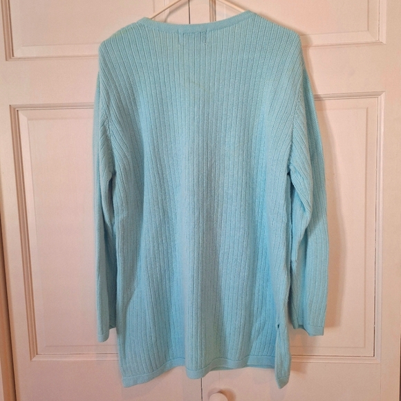 Denim & Co light blue V neck sweater - Picture 2 of 3